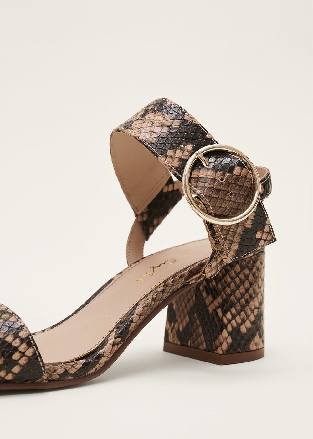 Snake Skin Leather Buckle Sandals Snake