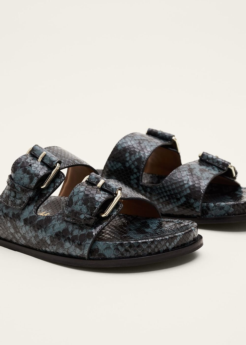 Animal Double Buckle Sandal Teal