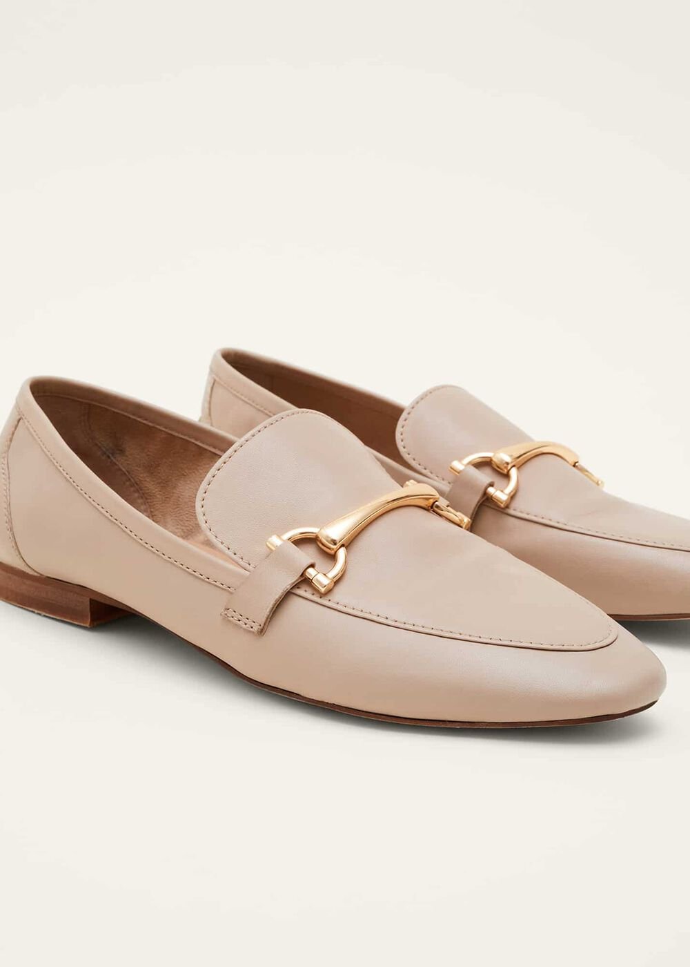 T-Bar Leather Loafers Neutral