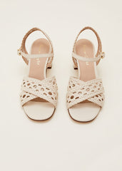 Weave Heeled Sandal Cream