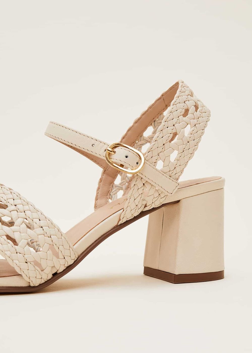 Weave Heeled Sandal Cream