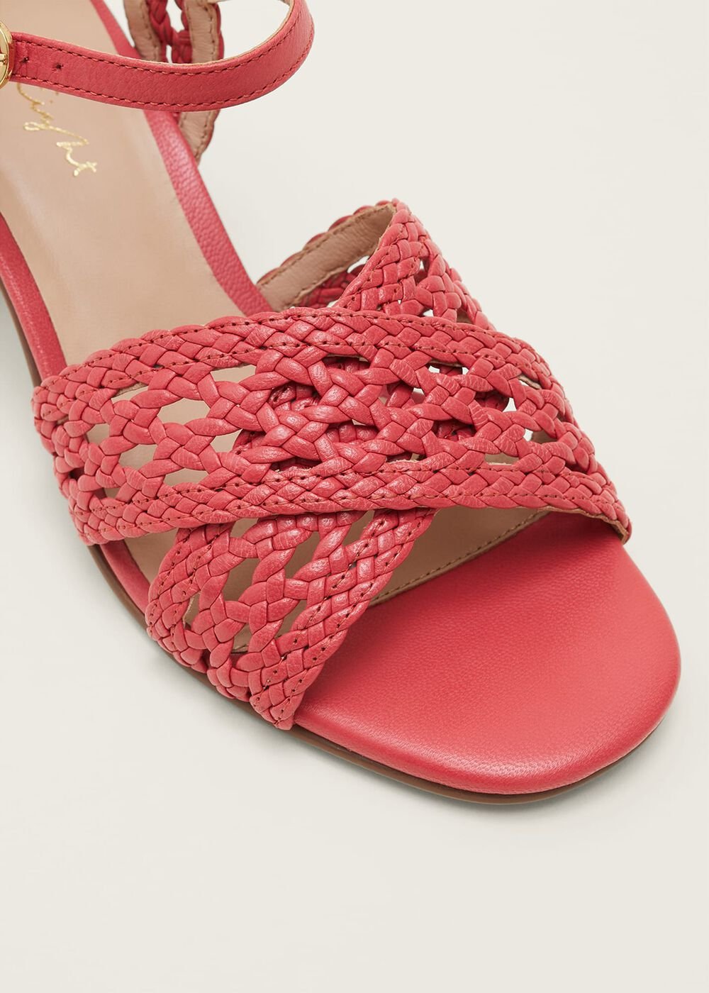 Weave Heeled Sandal Coral