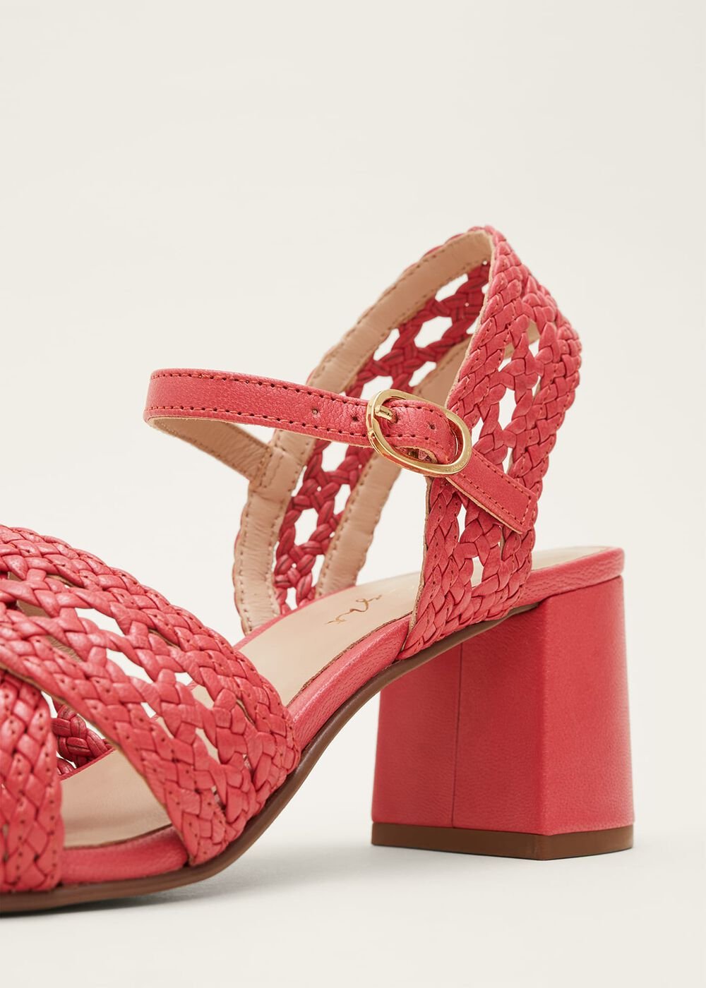 Weave Heeled Sandal Coral