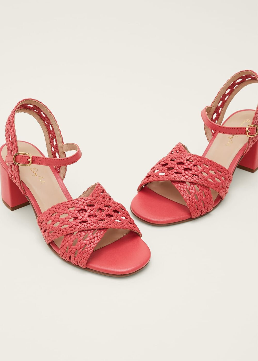 Weave Heeled Sandal Coral