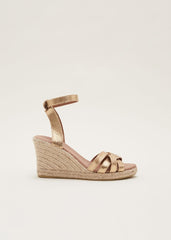 Leather Strappy Espadrille Gold