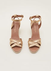 Leather Strappy Espadrille Gold