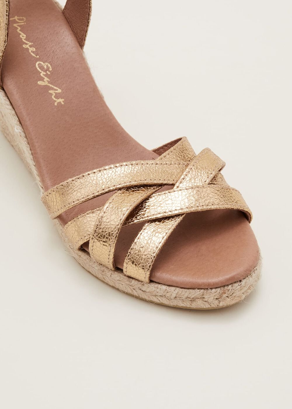 Leather Strappy Espadrille Gold