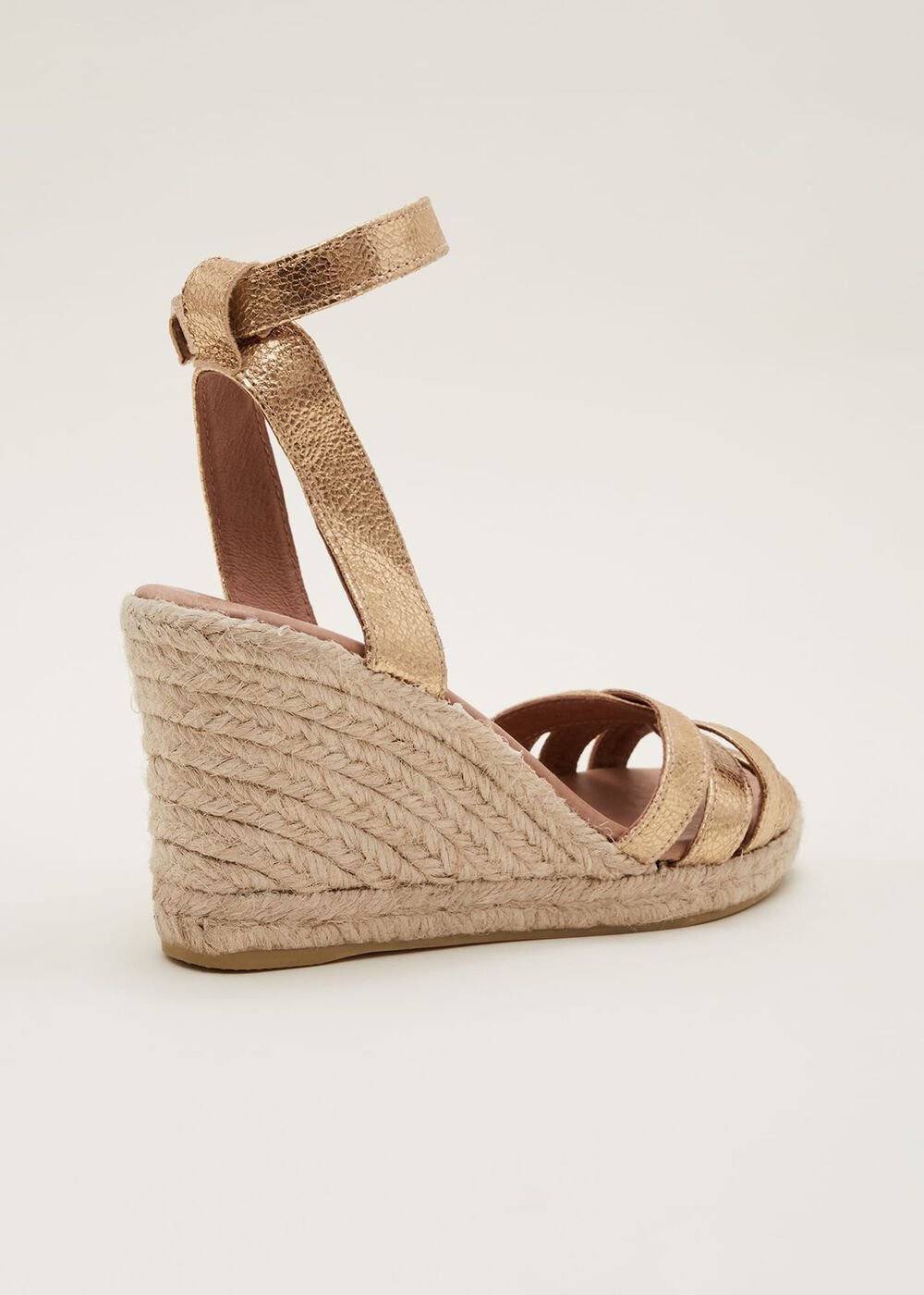 Leather Strappy Espadrille Gold
