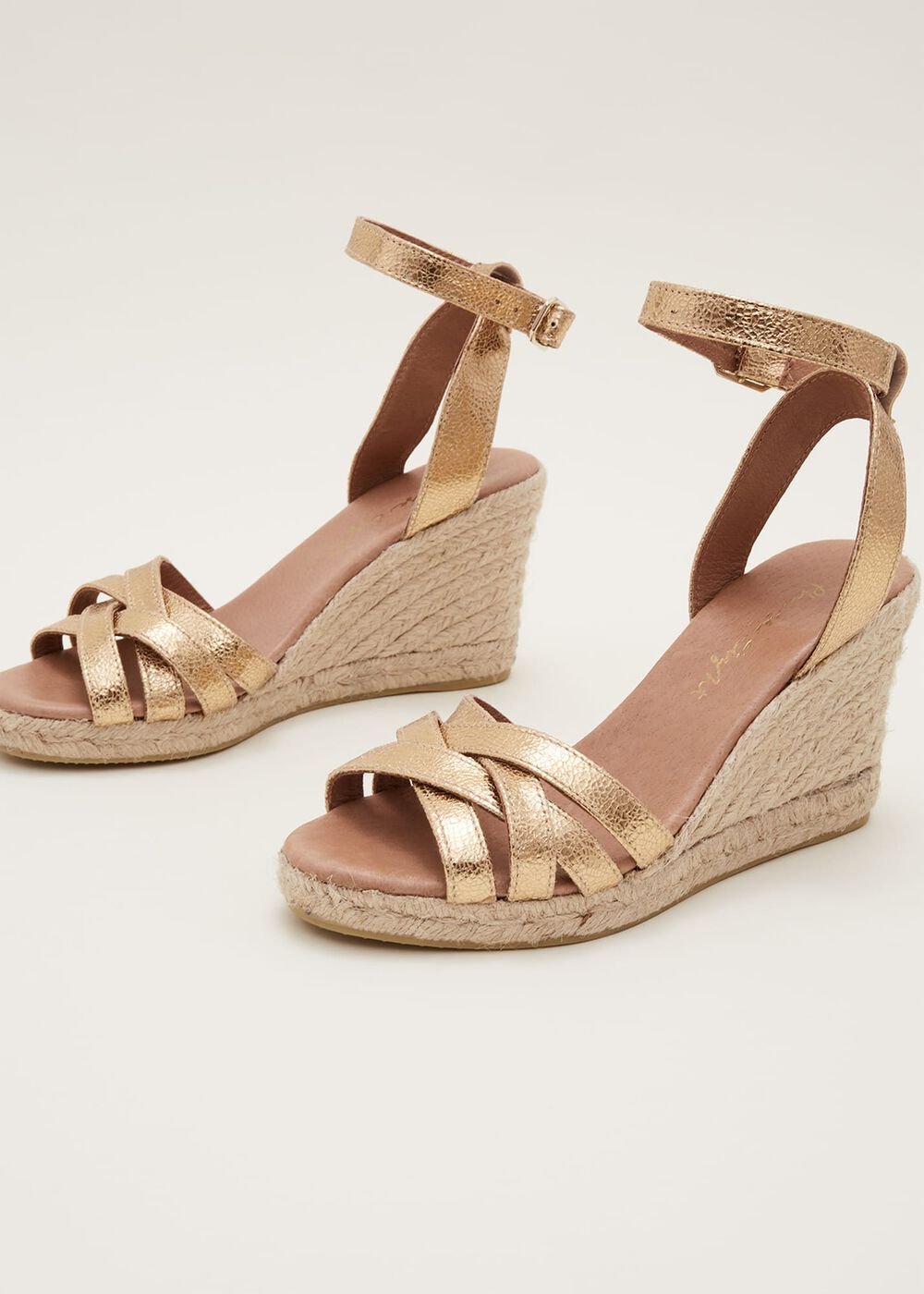 Leather Strappy Espadrille Gold