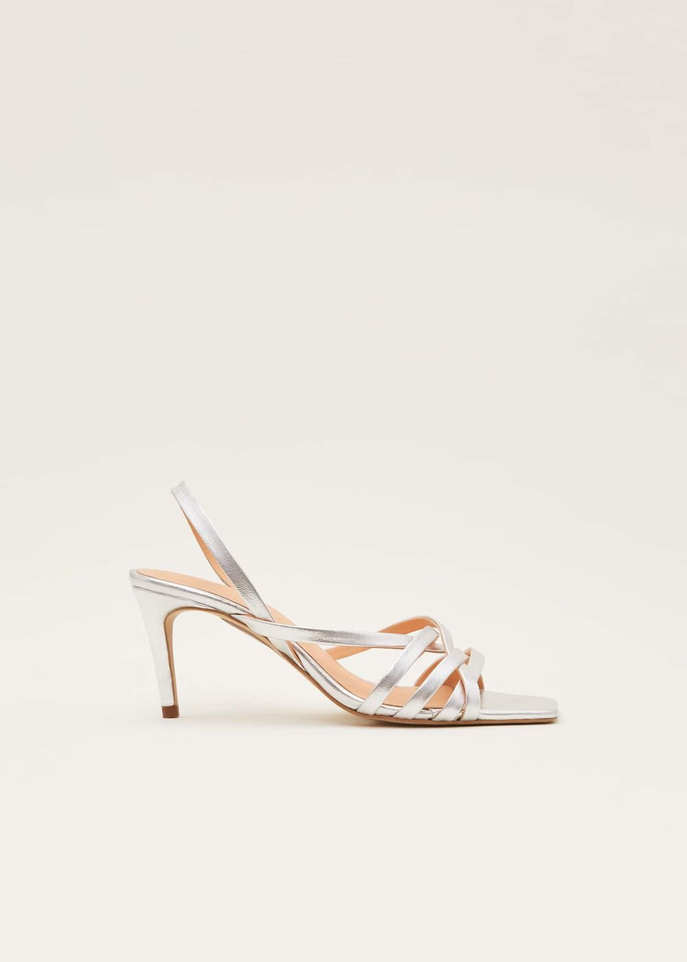 Strappy Sling Back Sandals Silver