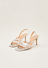 Strappy Sling Back Sandals Silver