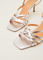 Strappy Sling Back Sandals Silver