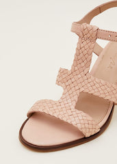 Plaited T Bar Heeled Sandal Shoe Tan