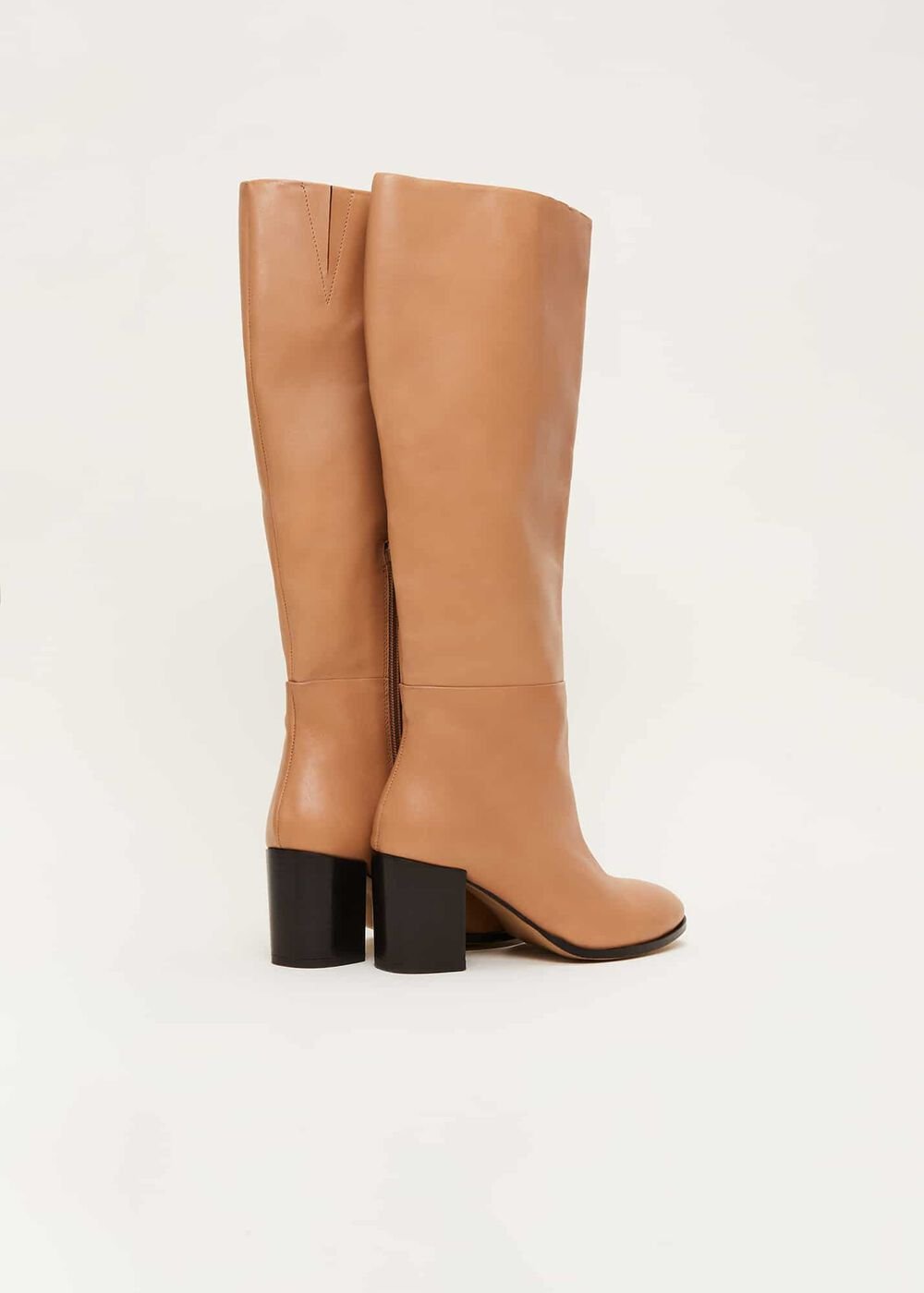 Leather Knee High Boots Camel