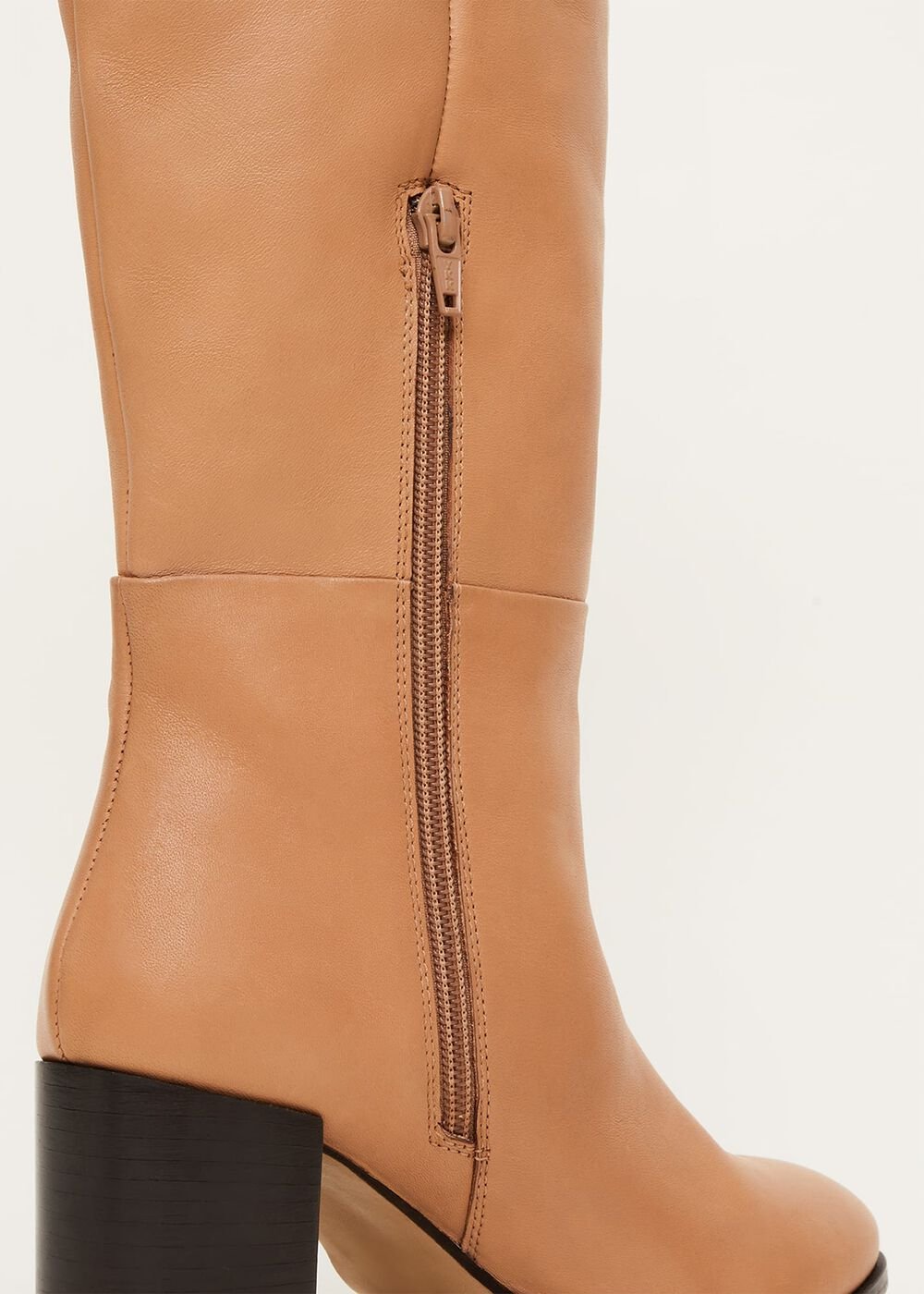 Leather Knee High Boots Camel