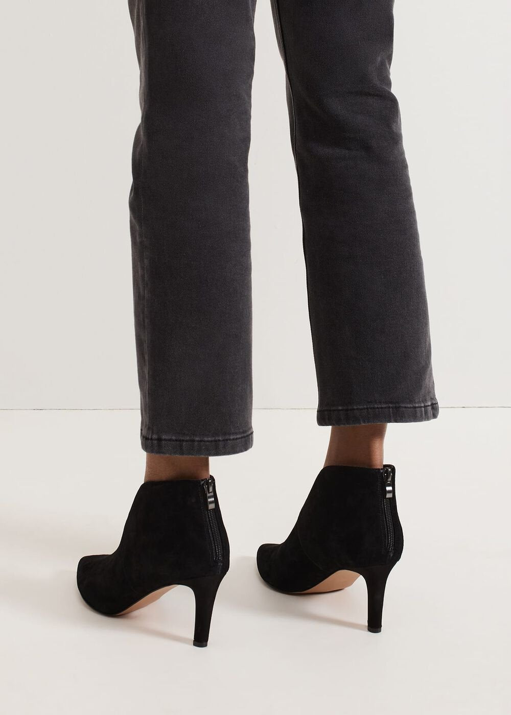 Cut Out Heeled Boots Black