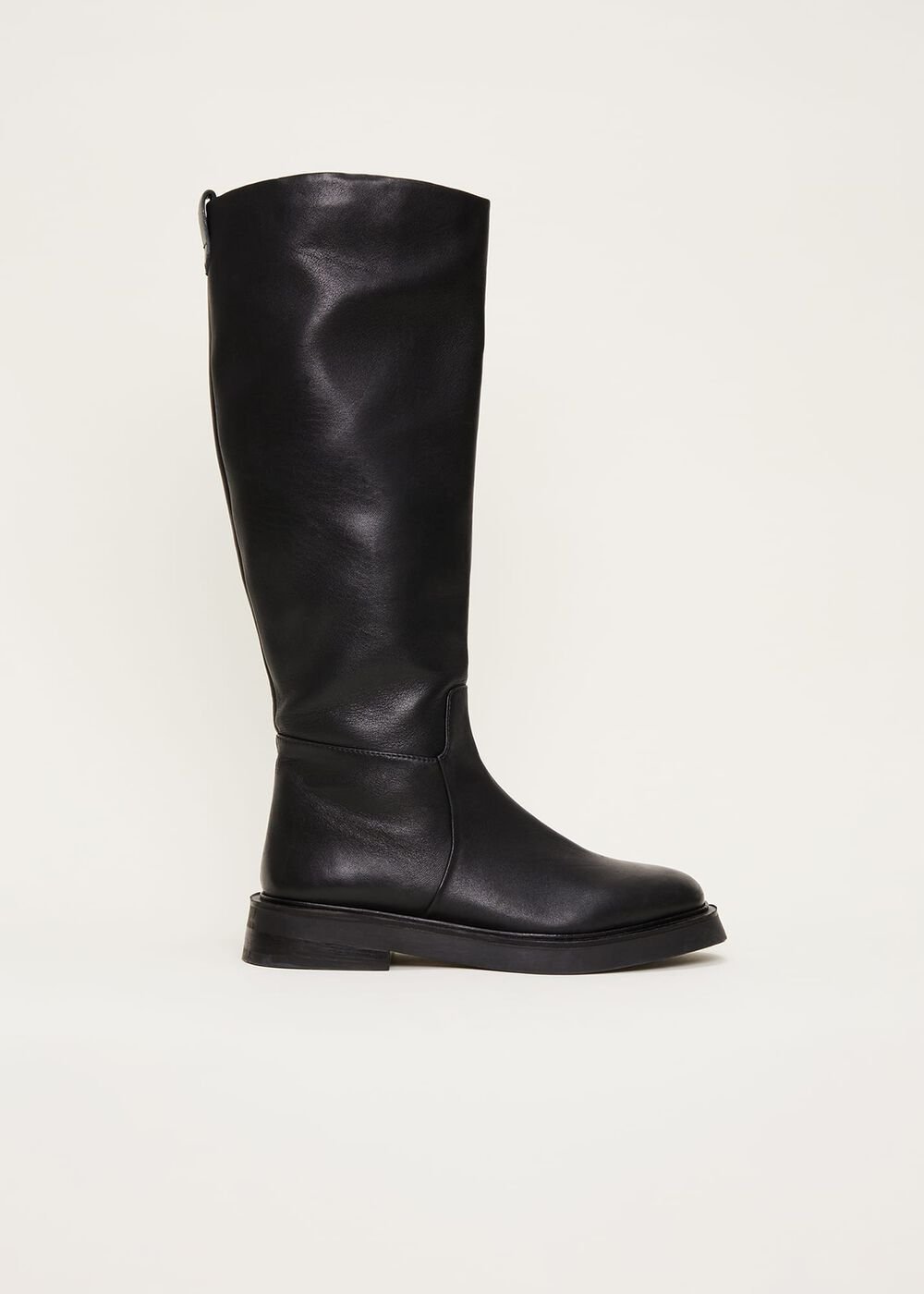 Flat Knee High Boot Black