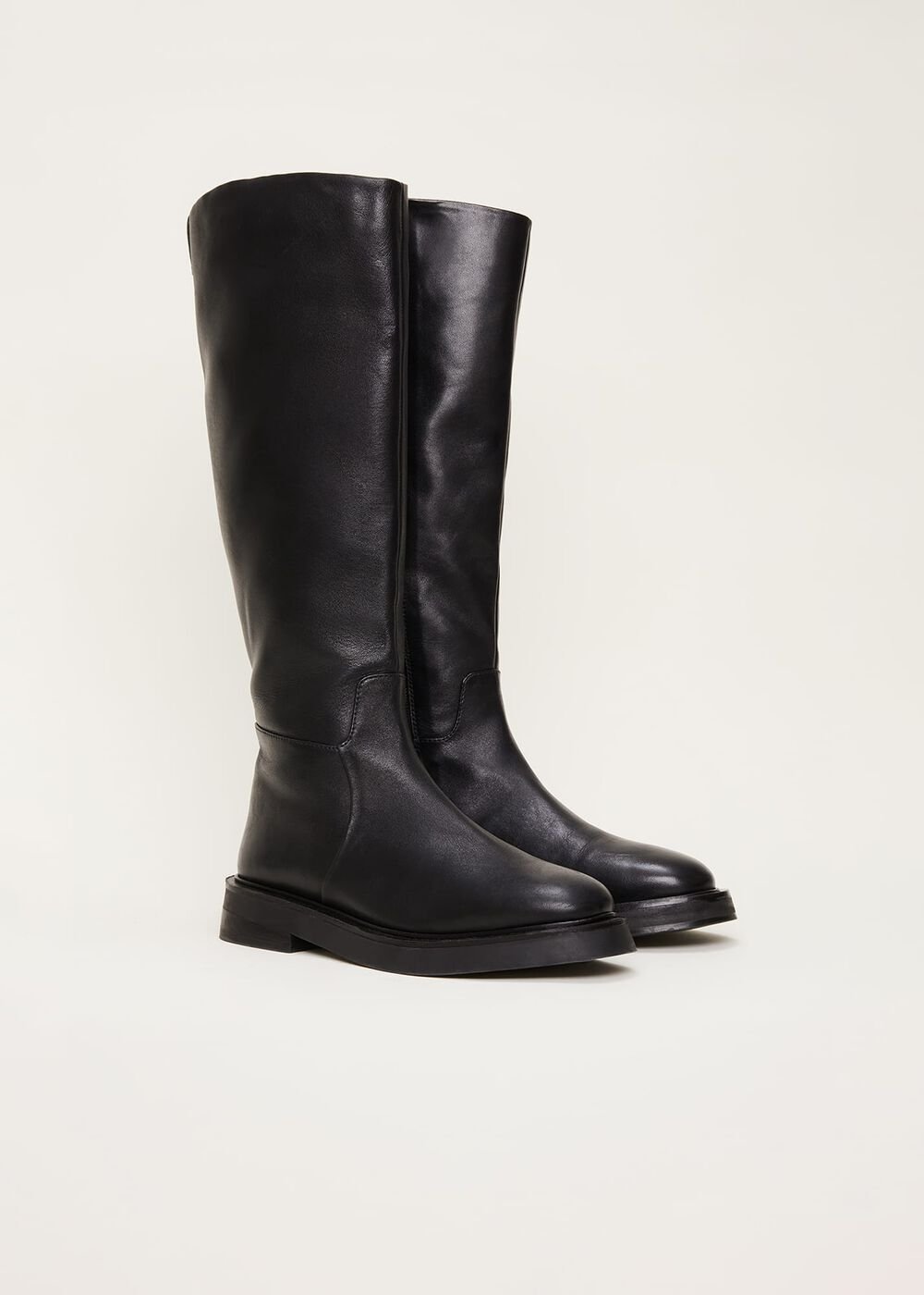 Flat Knee High Boot Black