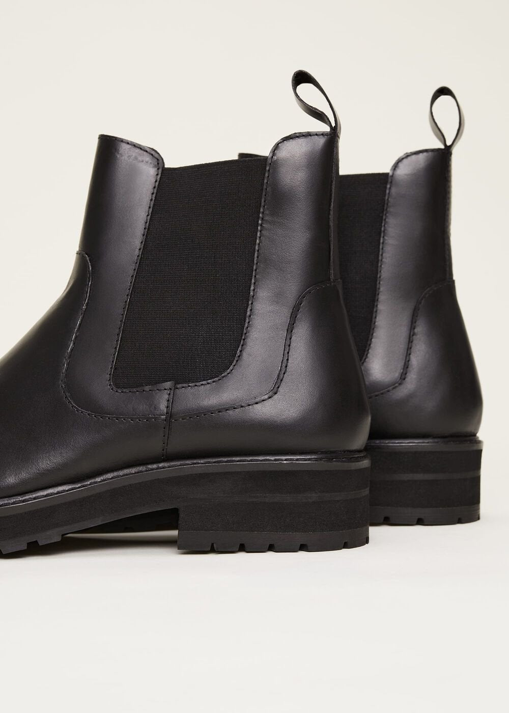 Casual Leather Pull On Ankle Boots Black