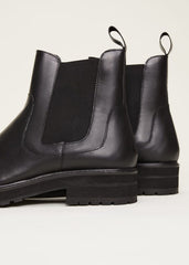 Casual Leather Pull On Ankle Boots Black
