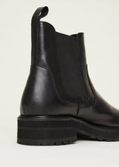 Casual Leather Pull On Ankle Boots Black