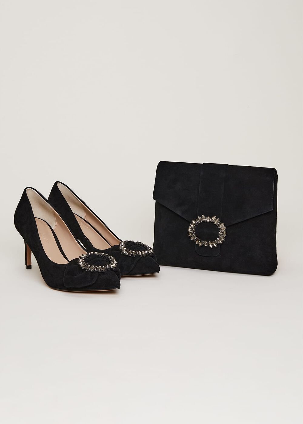 Jewel Front Bow Court Shoe Black
