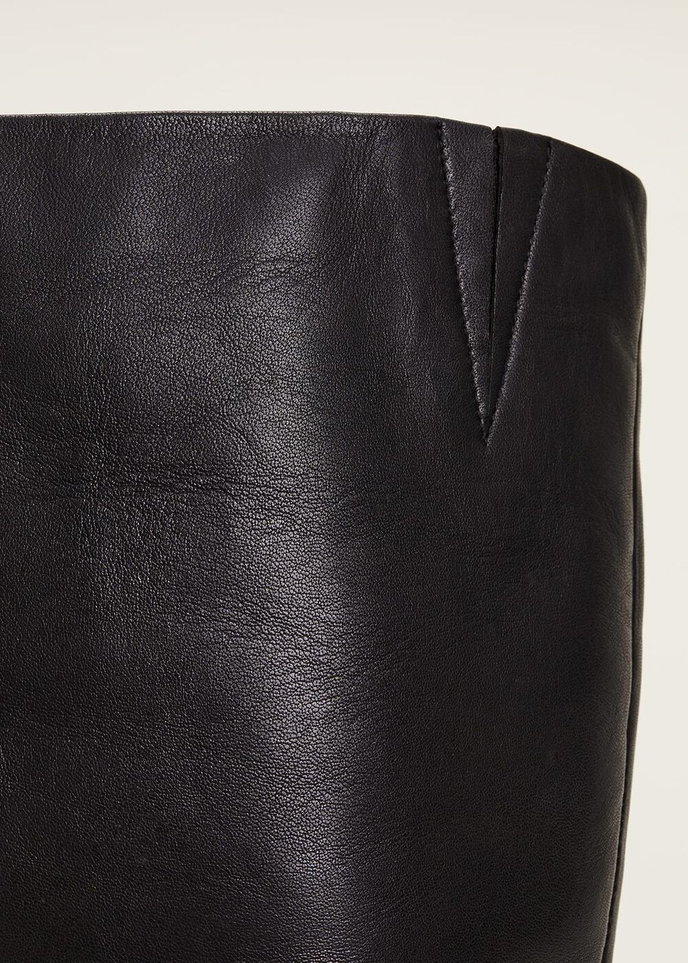 Leather Panelled Knee High Boot Black