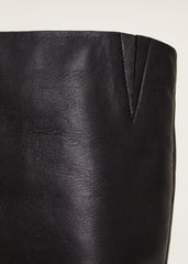 Leather Panelled Knee High Boot Black