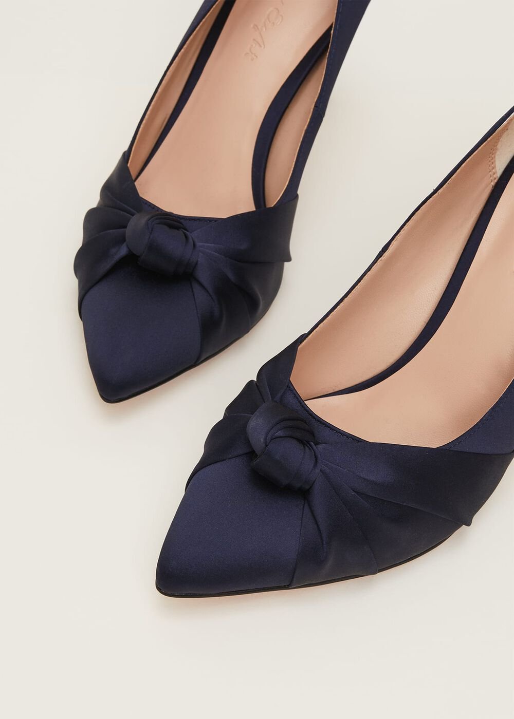 Satin Knot Front Court Shoe Navy