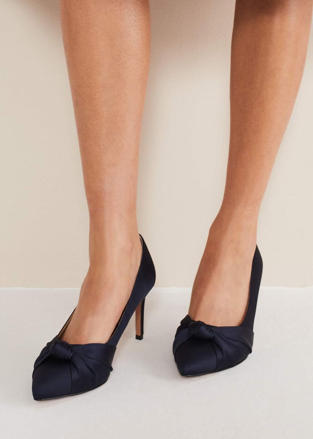 Satin Knot Front Court Shoe Navy