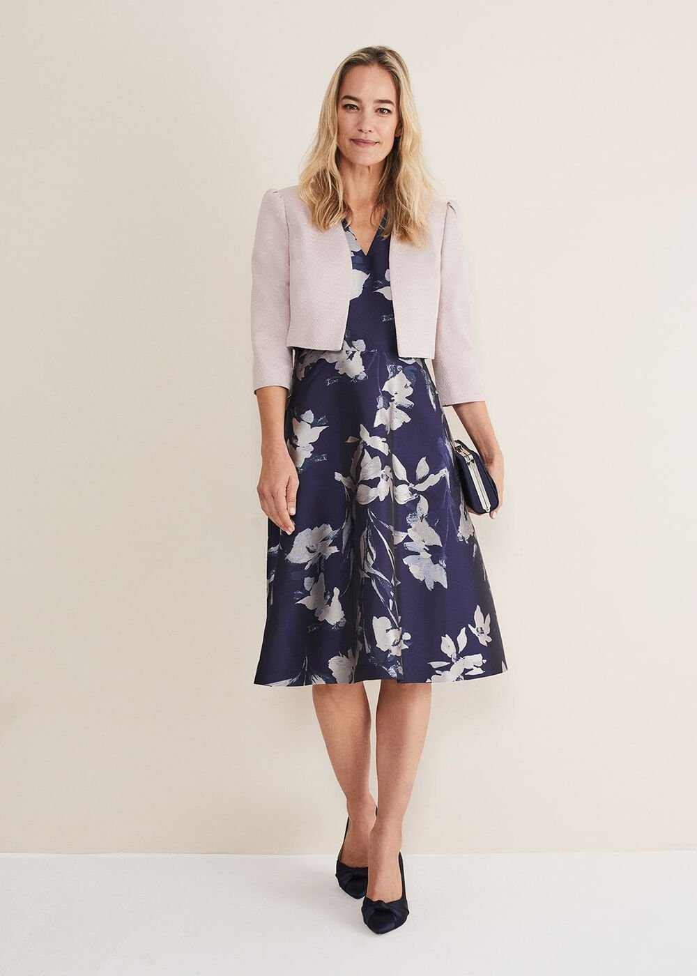 Satin Knot Front Court Shoe Navy