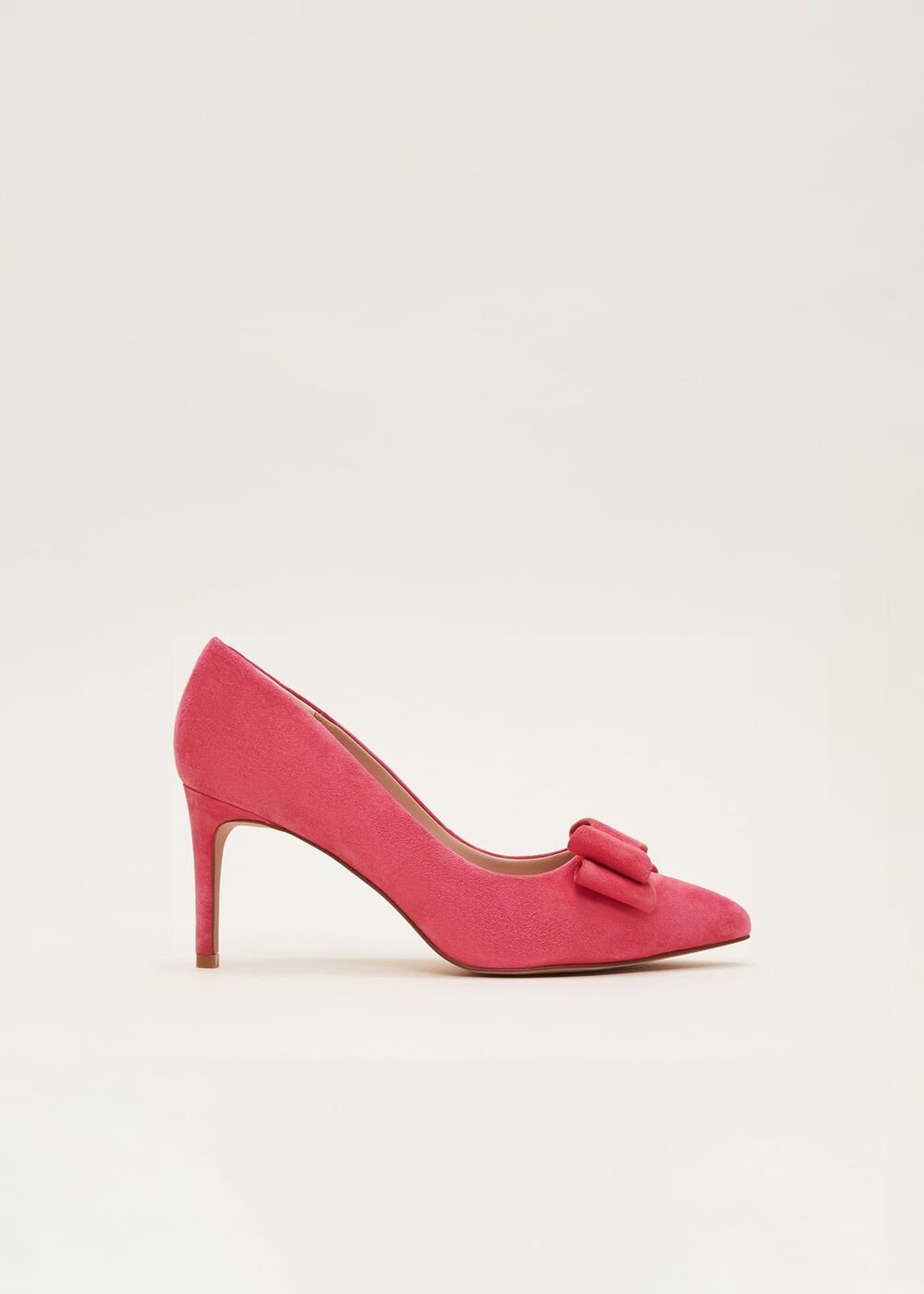 Suede Bow Front Court Shoes Raspberry
