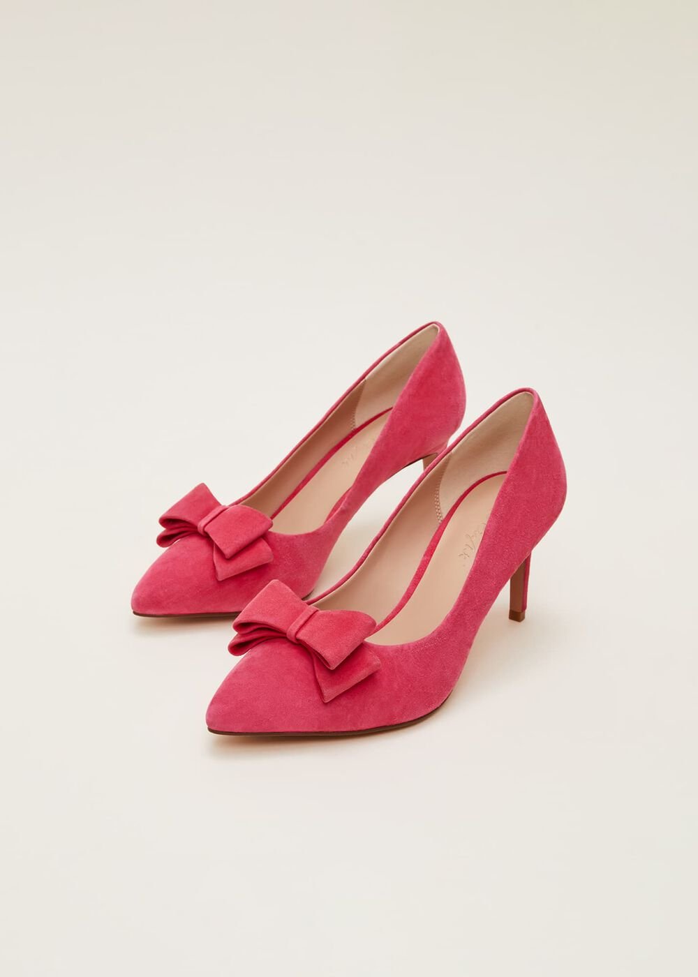Suede Bow Front Court Shoes Raspberry