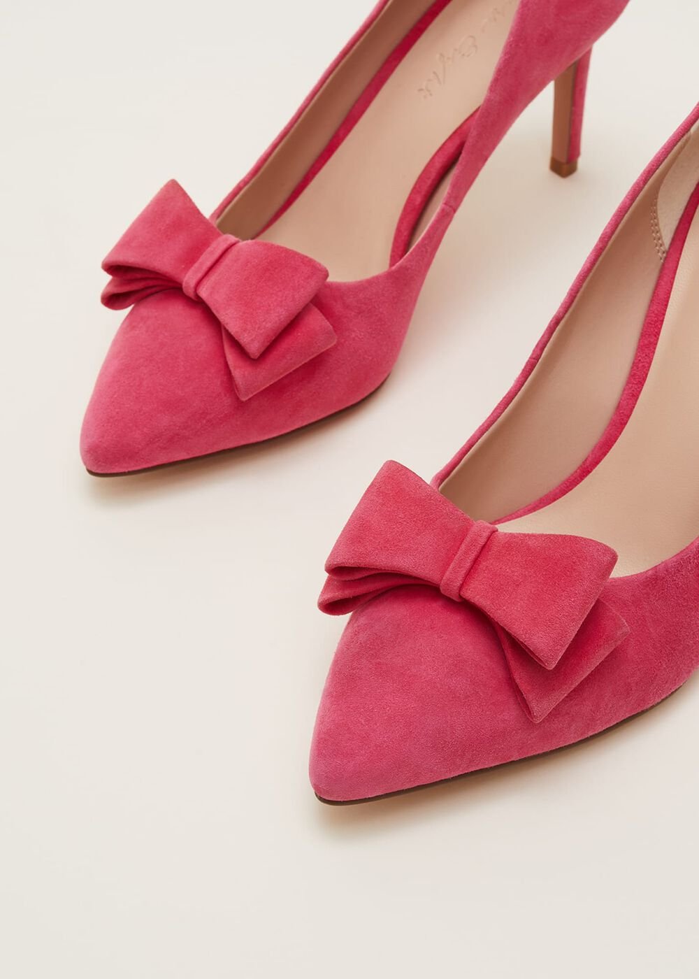 Suede Bow Front Court Shoes Raspberry