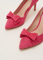 Suede Bow Front Court Shoes Raspberry