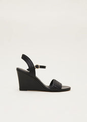 Leather Plait Strap Shoes Black