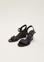 Leather Plait Strap Shoes Black