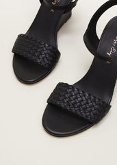 Leather Plait Strap Shoes Black