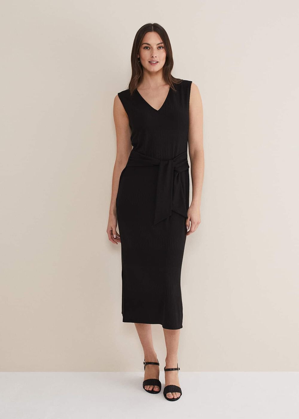 Leather Plait Strap Shoes Black