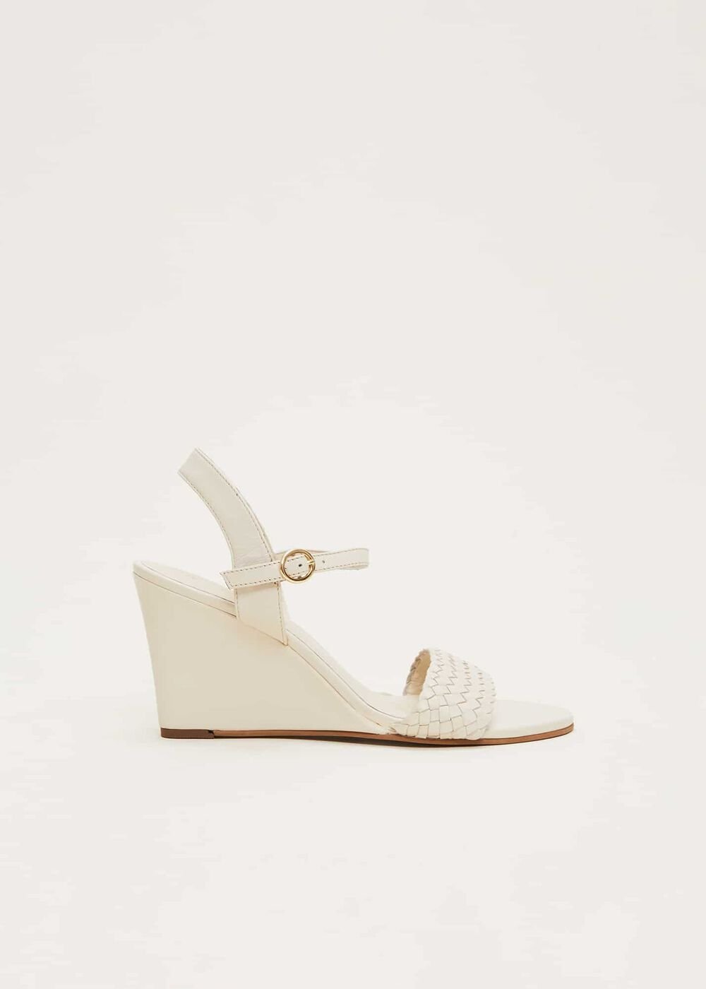 Leather Plait Strap Shoes Ivory