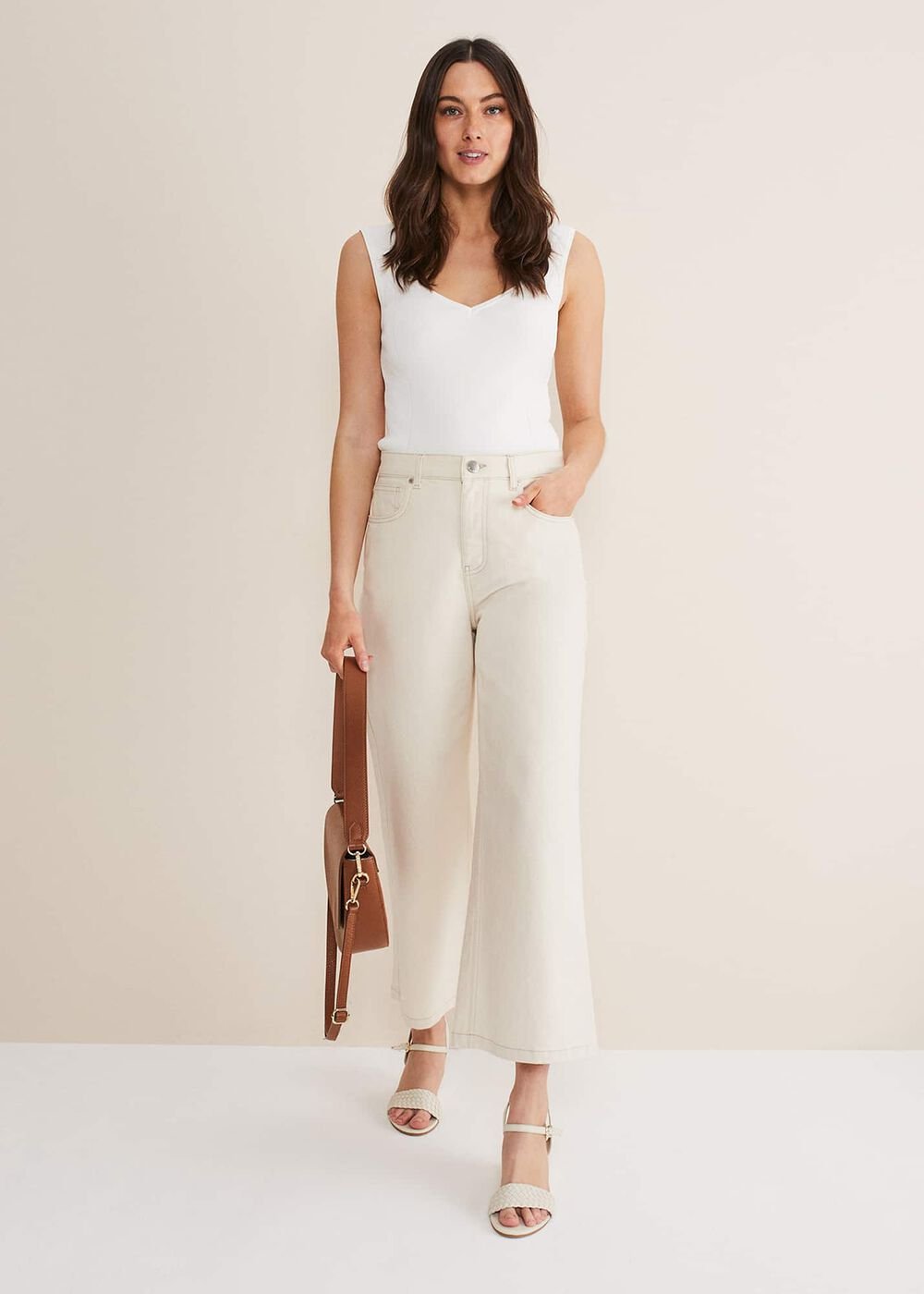 Leather Plait Strap Shoes Ivory