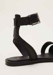 Leather Flat Sandals Black