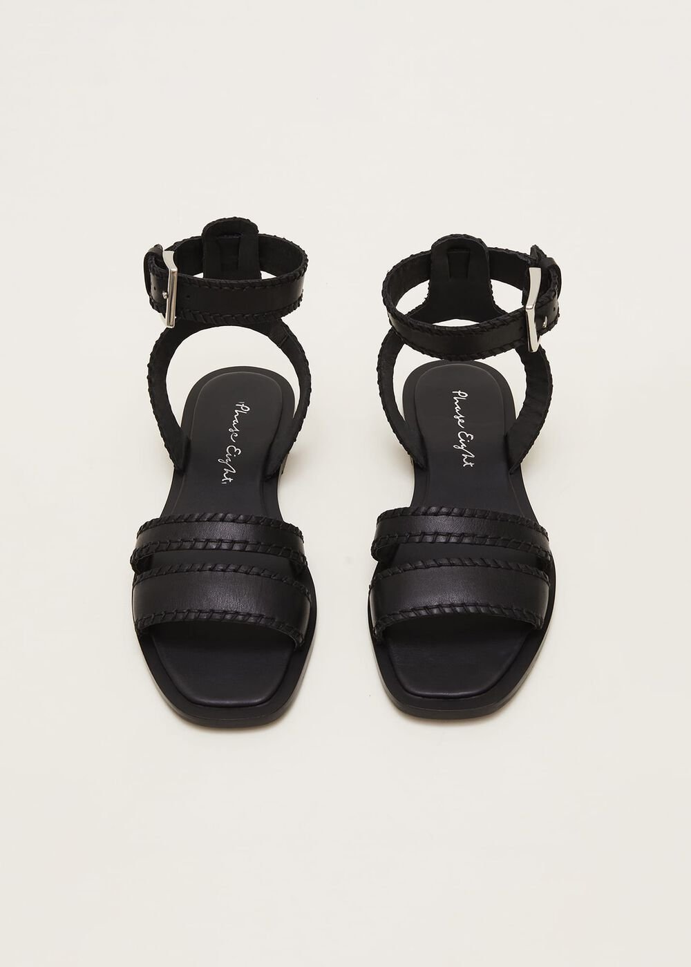 Leather Flat Sandals Black