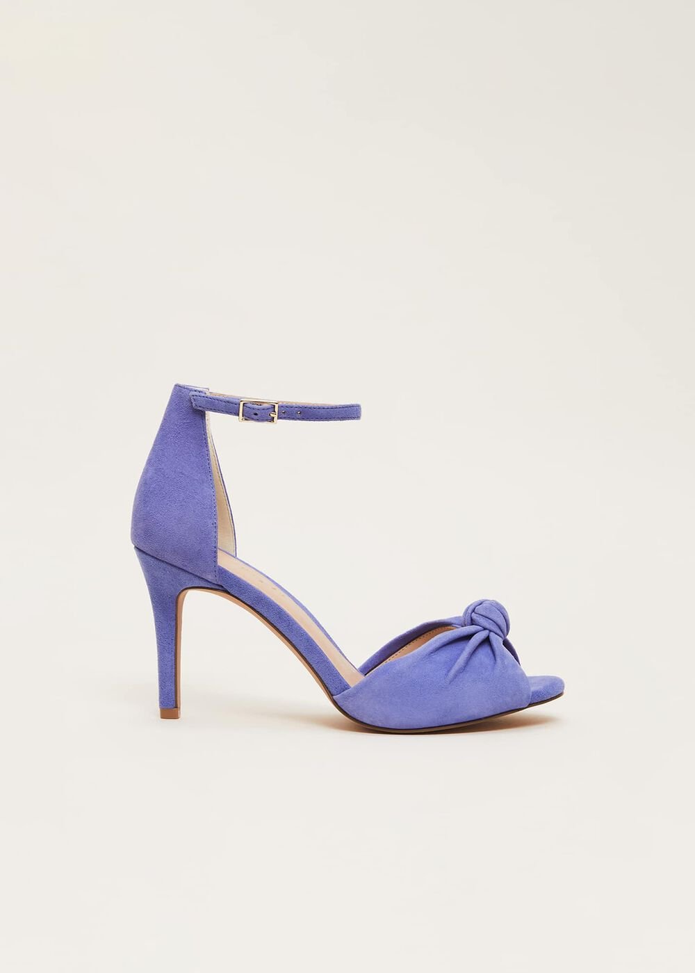 Blue Suede Open Toe Heels Foxglove Blue