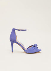Blue Suede Open Toe Heels Foxglove Blue