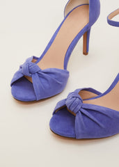 Blue Suede Open Toe Heels Foxglove Blue