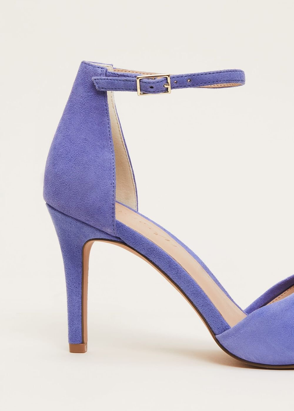 Blue Suede Open Toe Heels Foxglove Blue