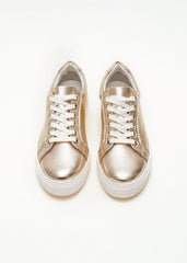 Leather Platform Trainers Gold