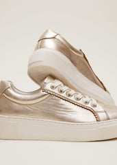 Leather Platform Trainers Gold