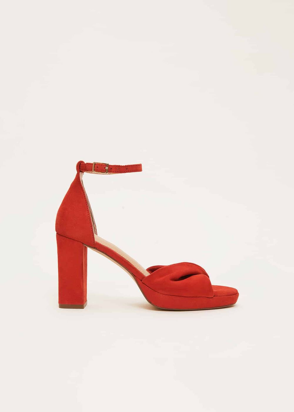 Red Suede Open Toe Heels Red